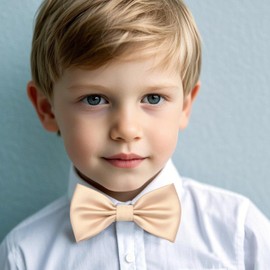 Branduce Champagne Bow Ties for Boys Pre Tied Toddler Bow Tie Adjustable Silk Blend Kids Bowties for Wedding Party (BB12-27)