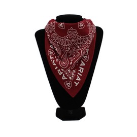ARIAT Paisley Shield Logo Cotton Bandana, Burgundy