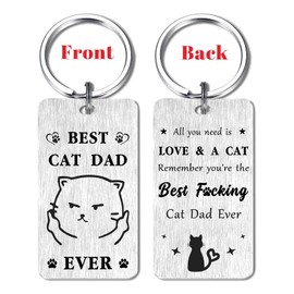 Gezxin Cat Dad father's Day Gifts- Cat dad Keychain for Men- Cat Lover Birthday Christmas Xmas