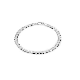 AKA Gioielli® - Women's Men's Bracelet Genuine 925 Silver – 5 mm Flat Curb Chain – Length: 18 19 20 cm, Sterling Silver