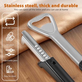 EUIOOVM Adjustable Can Opener, 2024 3-in-1 Stainless Steel Jar Opener, Pack of 2 Multifunctional Labour-Saving Can Opener and Lid Opener, Adjustable Can Opener for Weak Hands