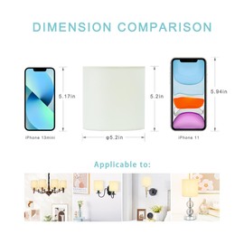 LAMPWELL KIKI Beige Small Lamp Shades Clip on Bulb Set of 2,Mini Drum Sconce Shades,Clip on Lamp Shade for Table Lamps Chandelier Shades,5"×5"×H5",Fabric Replacement Lamp Shades