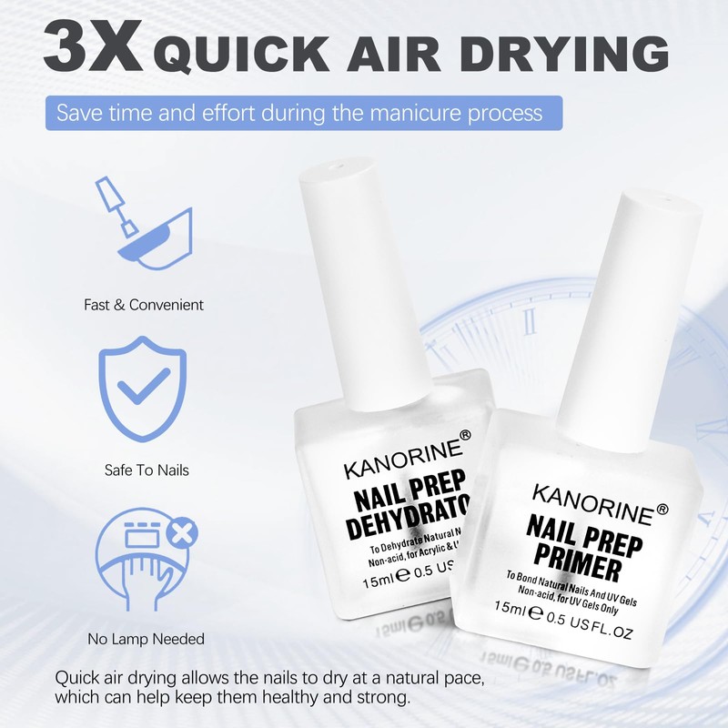 Kanorine 2 x Gel Nail Primer Dehydrator for Nails, Nail