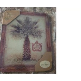 Cypress Havana Palm Tree Bombay  Glass Cutting Board, 8"x10" NEW