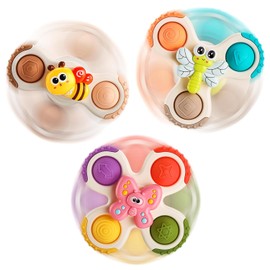 lerrbo Pack of 3 Sensitive Baby Bathing Toys for Toddlers Aged 12-18 Months Children, Suction Cup Spinner Pop Toy for Boys and Girls Aged 1 Year
