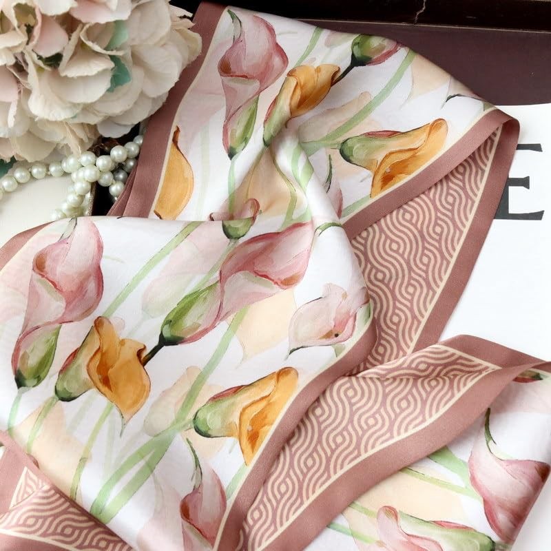 WELROG Long Rectangular Silk Scarf 150 x 16 cm -