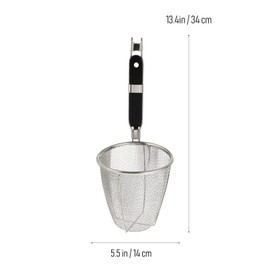LALAFINA Stainless Steel Pasta Strainer With handle, Food Dumpling Noodle Strainer Mesh Spider Skimmer for Pasta, Noodle, Dumpling
