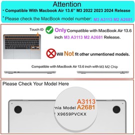 RKINC Funda Compatible con MacBook Air de 13.6 Pulgadas 2024 2023 2022 M3 A3113 M2 A2681 Pantalla, Funda rígida de plástico y Cubierta para Teclado y Protector de Pantalla (Graphic06)