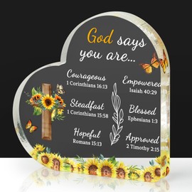 Christian Women Birthday Gifts, Religious Spiritual Gifts, Christian Transparent Plaque Inspirational Gifts, Christian Home Decor Acrylic Motivational Gifts for Mom Girls Sisters Friends (God Says)