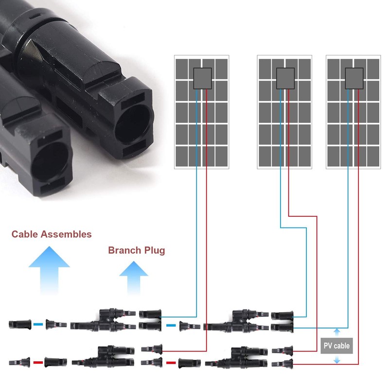 ZHITING 2 Pairs Solar Panel Y Branch PV Connector M
