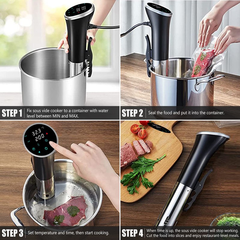 SURLABA WiFi Sous Vide Cooker, 1100W Precision Cooker, Slow Water