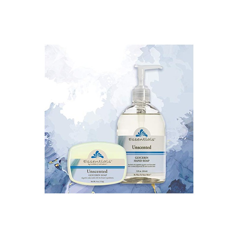 Clearly Natural Essentials Glycerin Bar Soap, Unscented, 4 Ounce, Pack