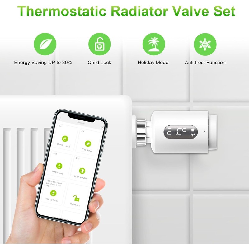 Smart Radiator Thermostat with App ANTELA Digital Display to Control