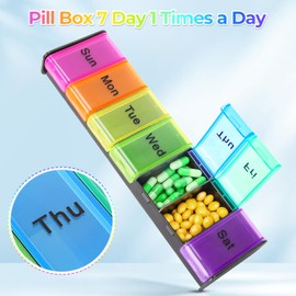 Alyvisun Pill Box 7 Day 1 Times a Day, Weekly Tablet Organiser, Travel Daily Pill Box Organiser 7 Day, Large Pillbox Tablet Box Portable Pill Case Tablet Dispenser for Travel Work, Black