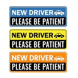 New Driver Car Magnet for Car, 3 Pcs Magnetic Learner Driver Sign for Car, Be Patient New Driver Magnet Reflective & Waterproof