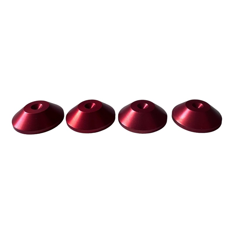 PrecisionGeek 4 x Anodised Aluminium Red Tapered Speaker Pads 20mm