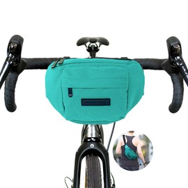 Bomence Small Bicycle Handlebar Bag Waist Bag 2-in-1, Belt Bag, Sustainable Bum Bag Made from Recycled Plastic Bottles PET, Front Bicycle Bag (Turquoise)