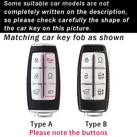 ontto Compatible with Genesis Key Fob Cover for GV70 G70 Smart Remote Case for G80 GV80 Car Key Holder for G90 GV90 Key Shell(Beige,Type A)