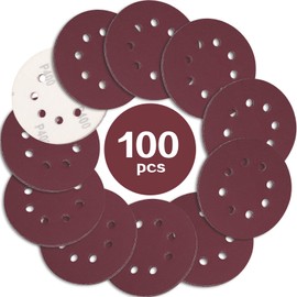 Stebruam Pack of 100 Sandpaper 125 mm Velcro 400 Grit, Professional 125 Sanding Discs Round 8 Hole for Orbital Sanders