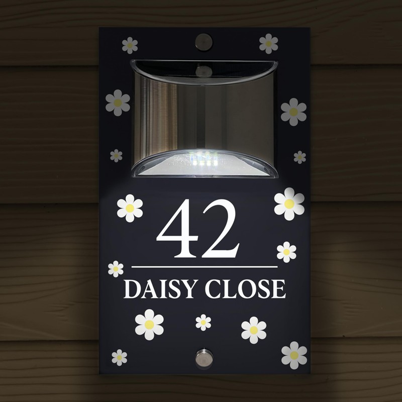 Custom Signs Solar Illuminated Modern Anthracite House Number Sign 24cm