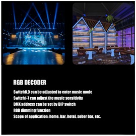 4-Channel DMX-512 Decoder 4-Channel DMX Decoder RGB Decoder Adjust RGB Dimming LED Decoder Controller for Bars Hotels Sober Bars (8A per Channel)