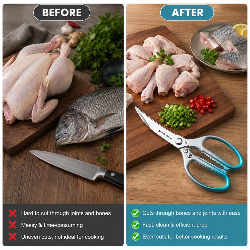 Stainless Steel Kitchen Scissors for Food Prep – Heavy-Duty Poultry