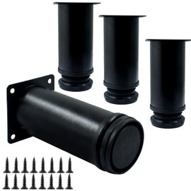 Seimneire 4Pcs 5 Inch / 120mm Adjustable Furniture Legs Stainless Steel Feet, Heavy Duty Table Legs Metal Sofa Legs, Black Desk Legs Dresser Feet for Chair Couch Cabinet (2 Inch Dia Round)