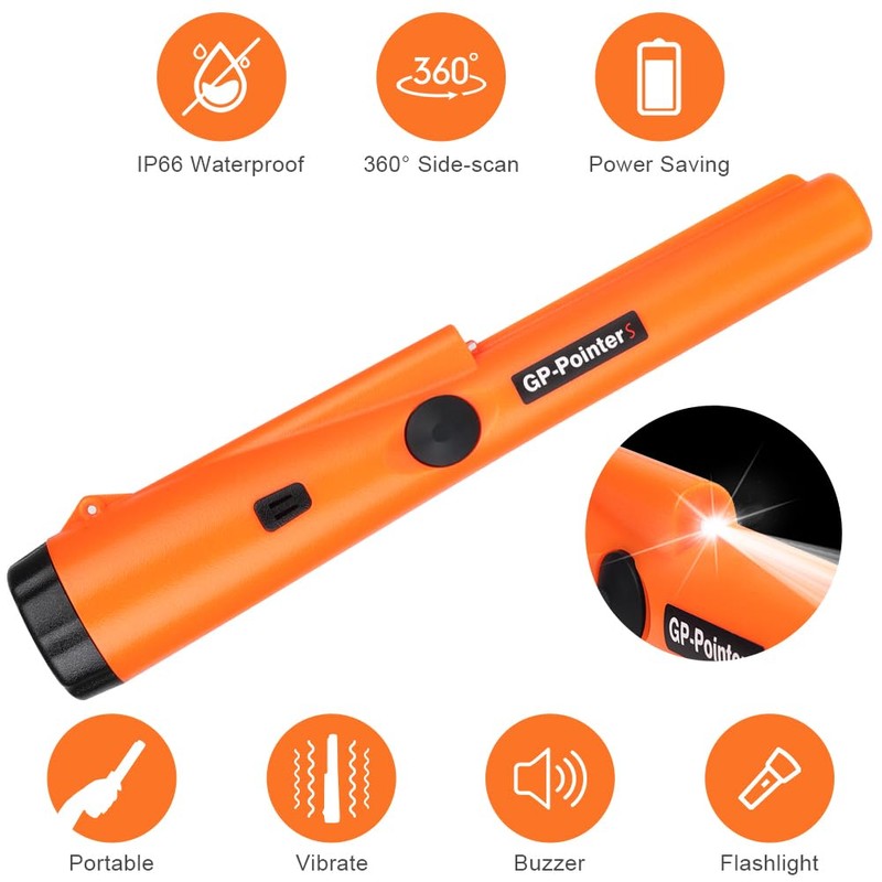 Flintronic Metal Detector Pinpointer, 360° Portable Metal Detector Finder Pinpointer,