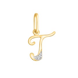 Rodium - Gold Pendant, Letter with Zircons, 14K Gold/585 Fineness, Charms for Necklace or Chain, Bracelet, Ideal Gifts for Women, Chain Pendant for Gold Jewellery, Gold