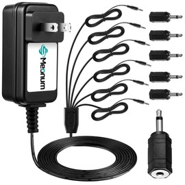 Meonum Black Power Adapter Compatible with Department 56 Village Collections, UL Certified 3V AC/DC Power Cord, 6 Selectable Plugs for Christmas Village House Vacation Lantern Street Lamp Accessories