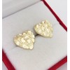 10K Yellow Gold Diamond Cut Nugget Heart Earrings Large
