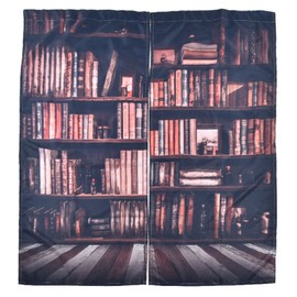 Living Room Curtains 3D Bookcase Printed Shading Curtains Bedroom Drapes (150*166cm)