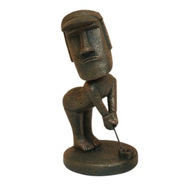 CRCAH CRCAH Moai Statue Decor - 6 Inch Easter Island Oranment Resin Stone Decoration for Room Accessories Antique Sculpture for Office Desktop (Play Golf)