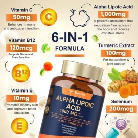 Totaria Acido Alfa Lipoico 1000mg Con 120 Caps Hecho En Usa                                                                                           