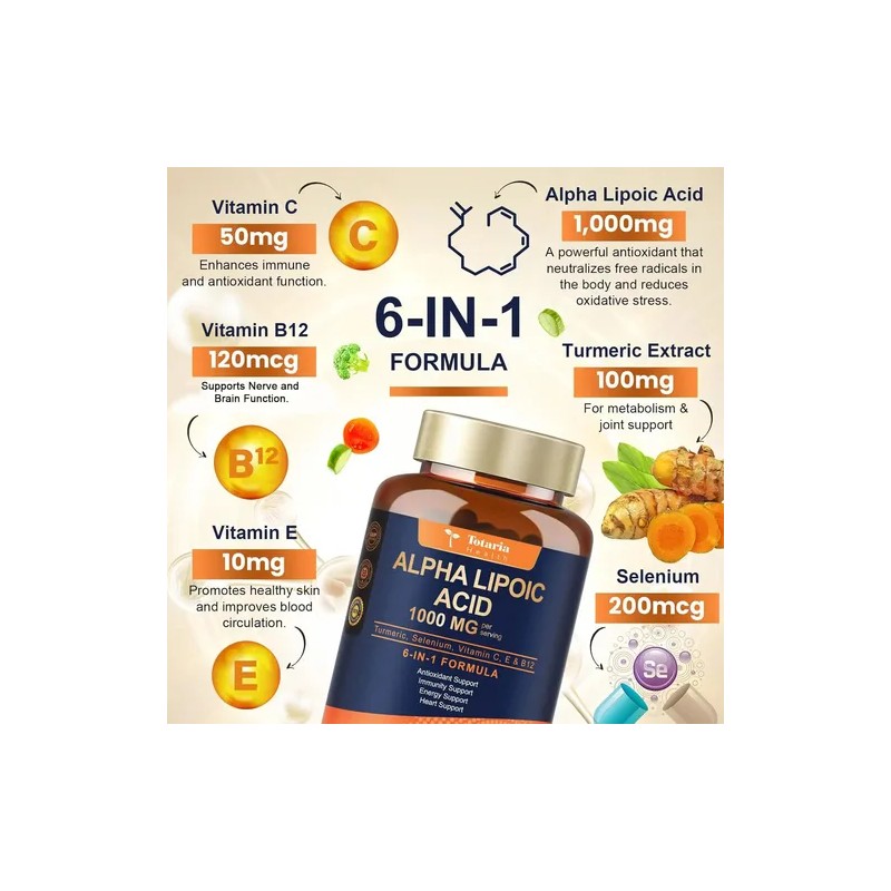 Totaria Acido Alfa Lipoico 1000mg Con 120 Caps Hecho En