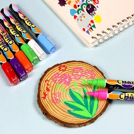 8pcs Erasable Chalk Markers, Liquid Chalk Ink Pens, Wet Erase Neon Chalk Makers for Blackboard, Chalkboard Signs, Glass Window, Graduation Celebration School Kids Art, Reversible Tip.
