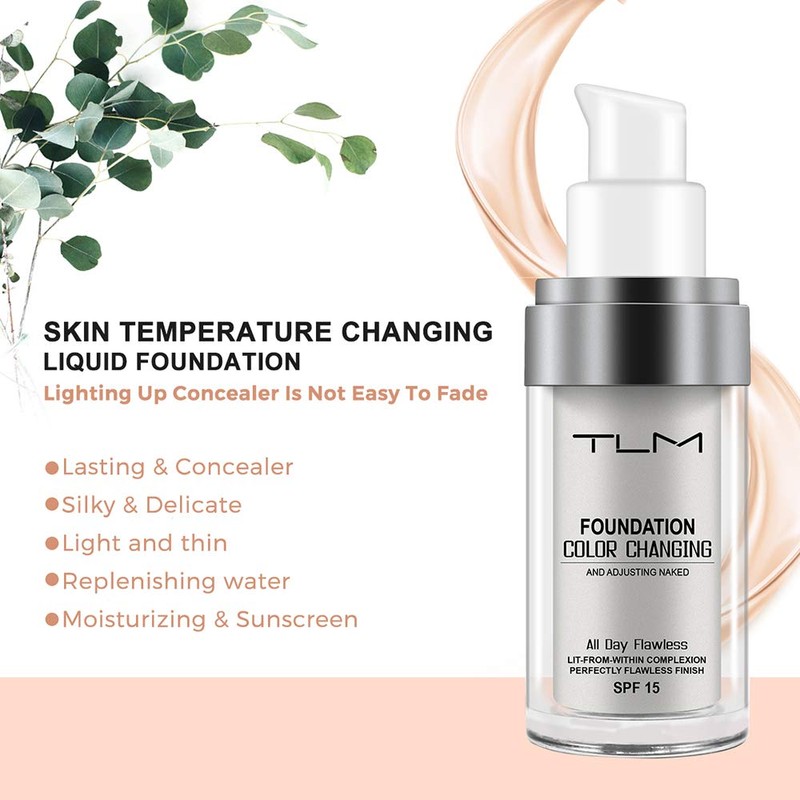 Colour-Changing Foundation, Flawless Concealer Foundation Make-Up, Moisturising Liquid Make-Up Cream