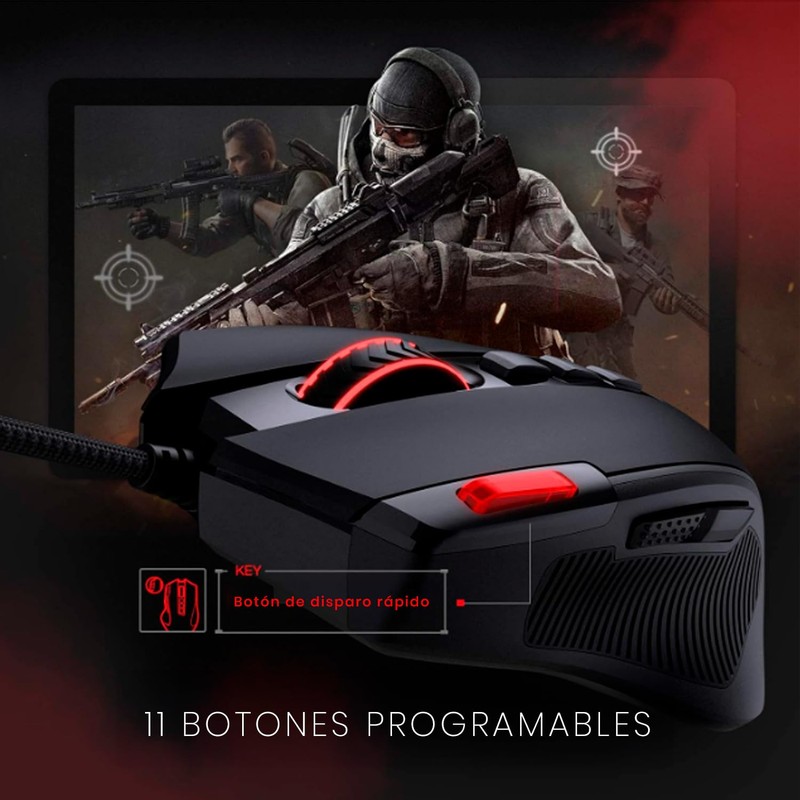 Redragon Mouse Gamer Predator M612 8000 dpi RGB Color Negro