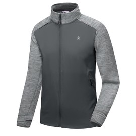 Little Donkey Andy Men's Quick Dry Warm Lightweight Running Jacket Full Zip Thermal Hybrid Thumbholes Golf Track Jacket Grey Heather S