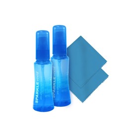 OPTIPAK Sparkle Vivid Anti-Reflective Lens Cleaner Spray Kit | (2x) 2oz Glasses Cleaner Bottle + (2x) Microfiber Cloth for Eyeglasses, Sunglasses, Lenses, Screens and Camera Cleaning Kit (4 Piece Set)