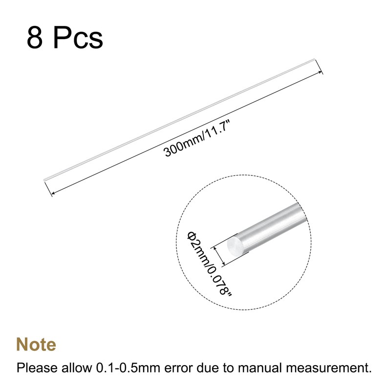 sourcing map Round Solid Aluminum Rod 2mm Diameter 300mm Length