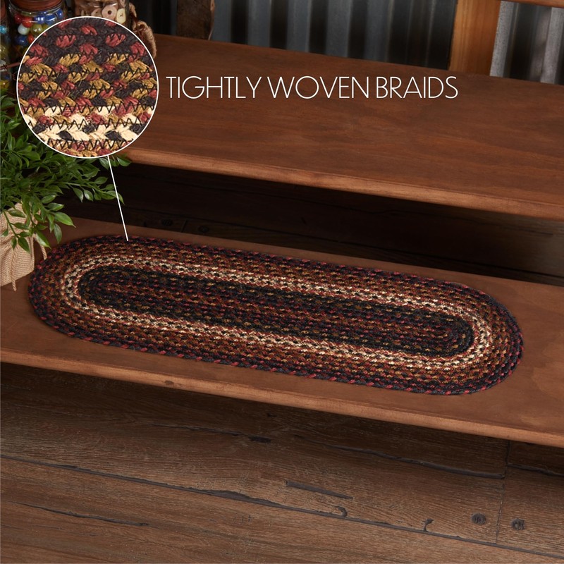 VHC Brands Beckham Stair Tread, Jute Blend, Rect, Red Black