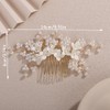 Teyglen Floral Pearl Bride Wedding Hair Comb with Flower Headpiece