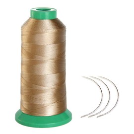 Young Hair 1700 Meters Elastic Nylon Sewing Thread 3pcs 9cm Curl Needles for Wig Making(Blonde)