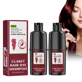 100 ml x 2 Hair Dye Shampoo 3-in-1 Hair Colour, Colour Shampoo, Hair Dye Shampoo for Red Hair, Instant Hair Colour Shampoo Instant Hair Colour for Men Women (Burgundy, 100 ml)