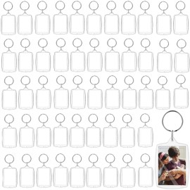 50 Pcs De Llaveros Acrílicos de Foto, Llavero de Foto DIY Transparente de Ambos Lados 4x5.5cm con Anillo Dividido,Marcos Pequeños Fotos Familiares, Amigos, Manualidades, Regalos