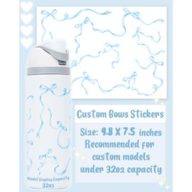 Kaitiaki Bows Stickers for Custom Owala Accessories - Cute Tumbler Decals, Fits Urban Outfitters Owala Bottles (Bubble Bliss Bow, Blue)
