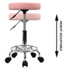 KKTONER PU Leather Round Rolling Stool with Foot Rest Swivel