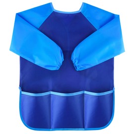 KUUQA Waterproof Children Art Smock Kids Art Aprons with 3 Roomy Pockets,Painting Supplies (Paints and brushes not included)