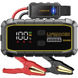 LIFMOCER GS400 Jump Starter - 4000A Car Battery Jump Starter for Up to 12.0L Gas and 10.0L Diesel Engines, 12V Portable Jump Box with Storage Case USB Quick Charge, and LCD Display